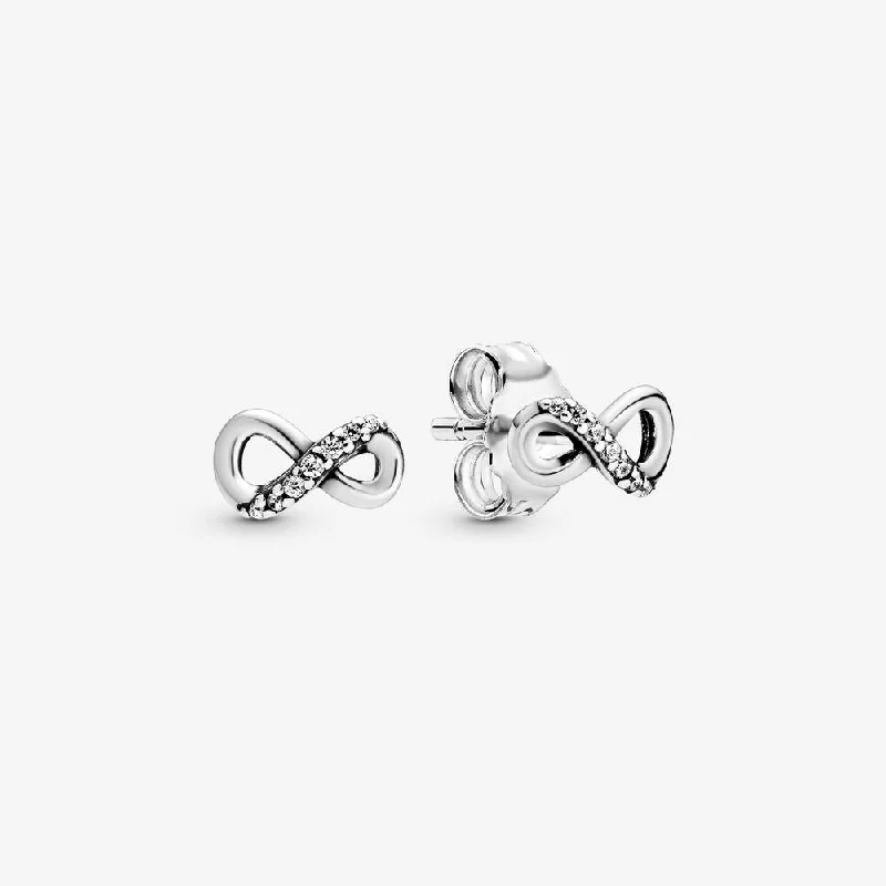 women’s custom earrings -Sparkling Infinity Stud Earrings