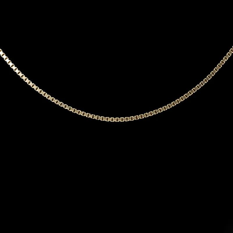 women’s diamond eternity bands -SOLID 14k YELLOW GOLD BOX CHAIN NECKLACE 20 INCH DAINTY 1mm THIN CLASSIC SLINKY