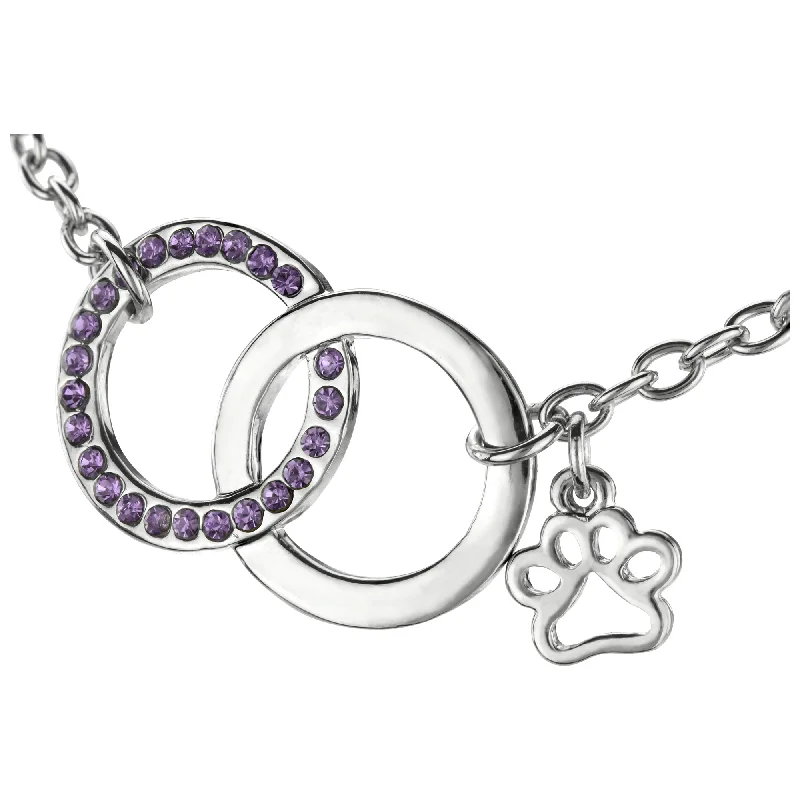 high-quality bangles for women -Together Forever Purple Rhinestone Paw Bracelet