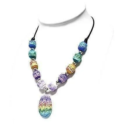 women’s gemstone pendant necklaces -Free Spirit Multi-Color Hand Made Polymer Clay Bead Necklace