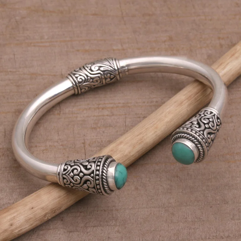 women’s stacked bracelets -Petal Temple Silver Cuff Bracelet