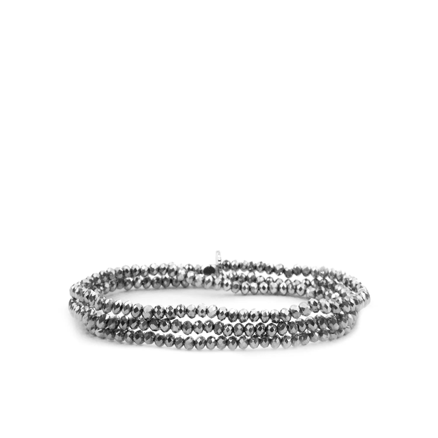 bracelet sets for women -Crystal Beaded Stretch Bracelet - Silver