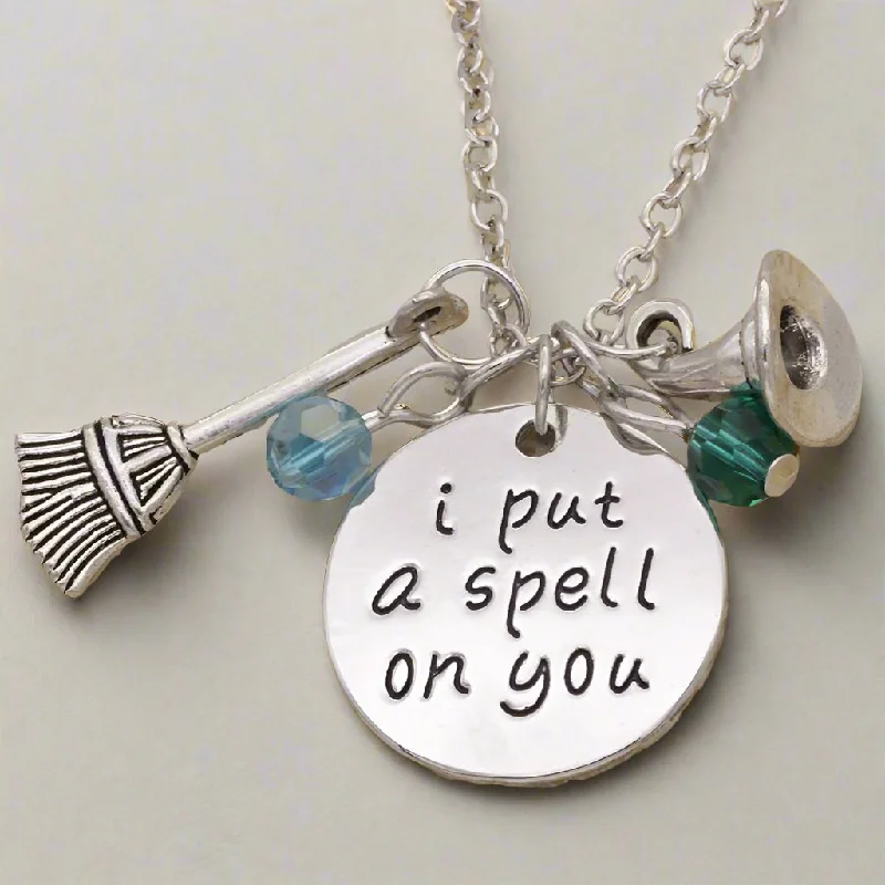 women’s statement gemstone necklaces -I Put A Spell On You - Stamped Sentiment Necklace