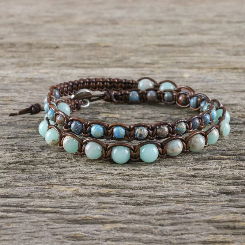 pearl bracelets for women -Oceanic Wanderer Handmade Unisex Beaded Macrame Wrap Bracelet from Thailand