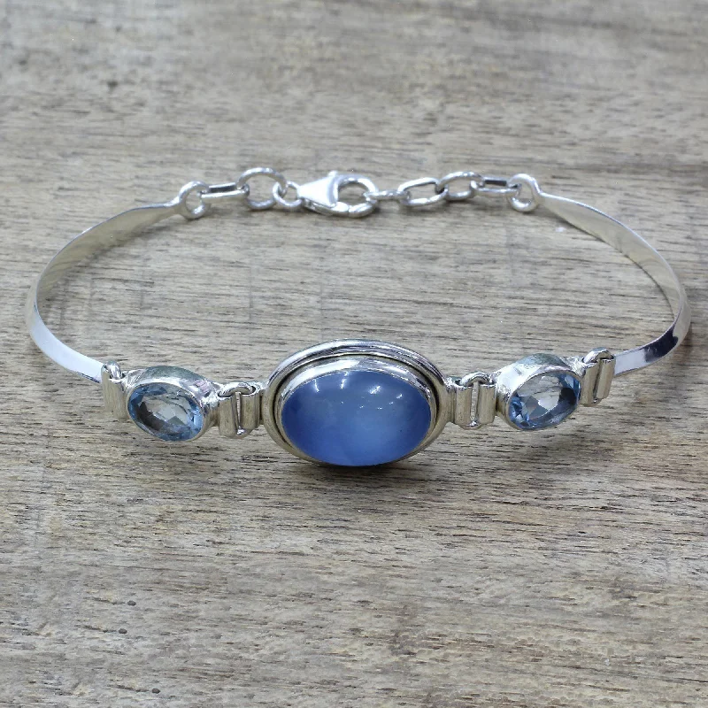 casual bangles for women -Shining Blue Chalcedony & Topaz Bracelet