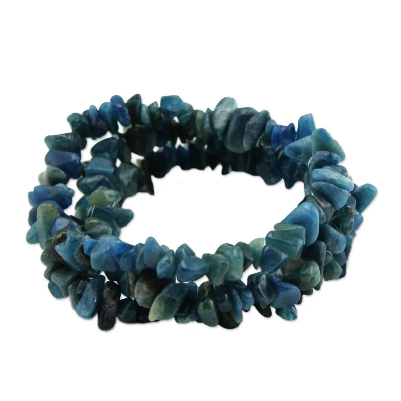 floral bangles for women -Naturally Oceanic Apatite Beaded Bracelet