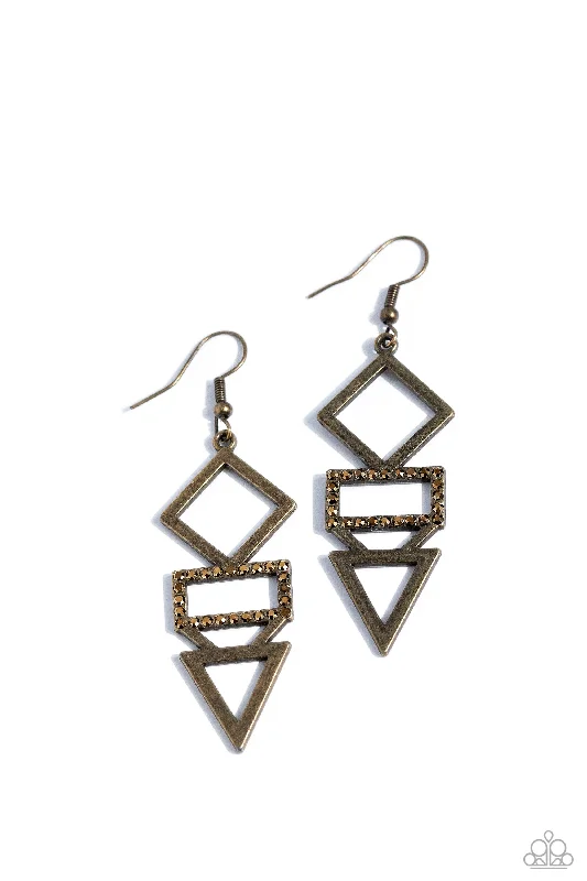 women’s minimalist earrings -Glamorously Geometric - Brass