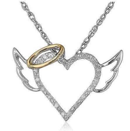 custom necklaces for women -Angel Wings Love Heart Pendant Necklace Jewelry