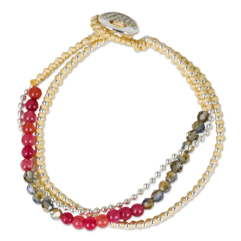 sterling silver bangles for women -Happy Chic in Cherry Pink Beaded Bracelet