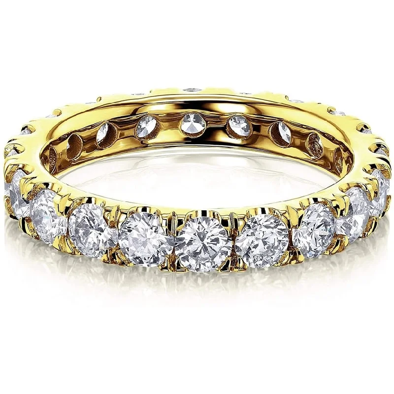 women’s halo engagement rings -Annello by Kobelli 3mm Eternal 14k Solid Gold Lab Grown Diamond Eternity Ring (DEF/VS)