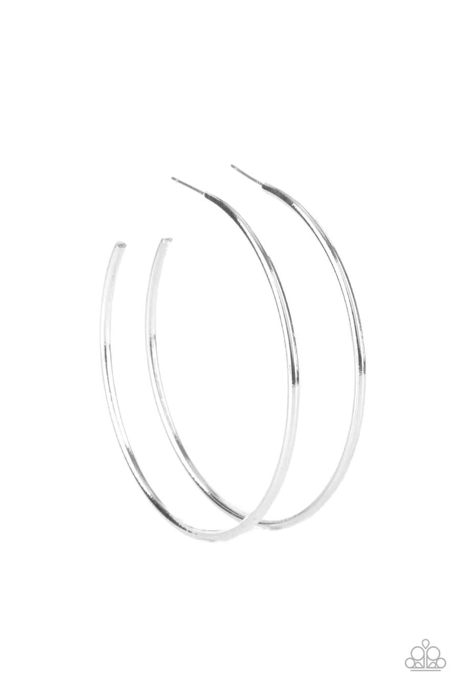 women’s diamond hoop earrings -Mega Metro - Silver