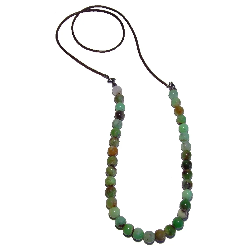 women’s minimalist necklaces -Chrysoprase Necklace Green Jump Rope of Joy