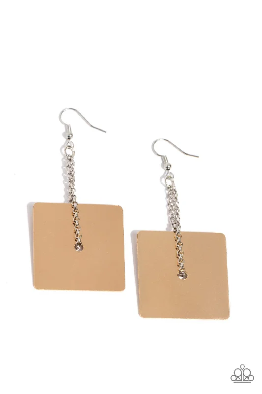 women’s art deco earrings -Block Party Posh - Gold