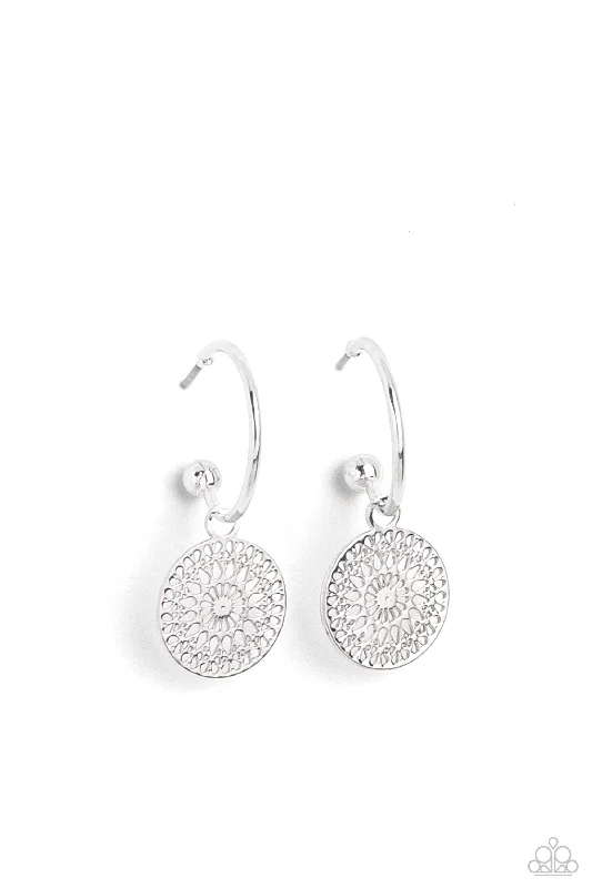 women’s casual hoop earrings -Mandala Maiden - Silver