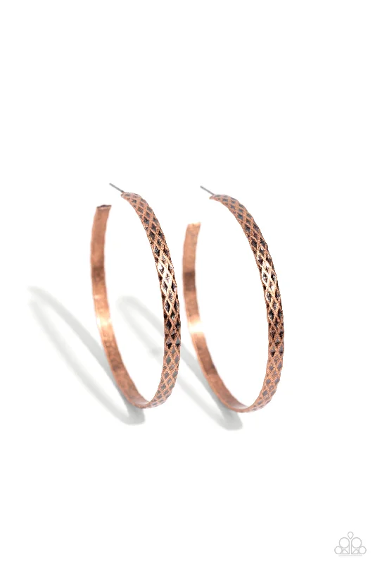 women’s gold drop earrings with crystals -HOOP-De-Do - Copper