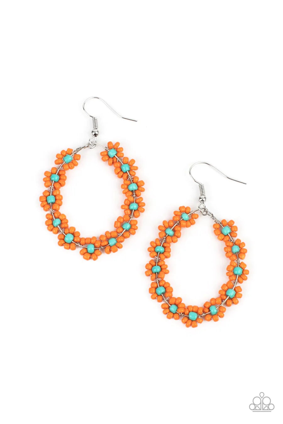 women’s chandelier earrings -Festively Flower Child - Orange