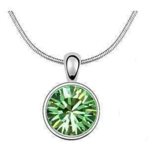 women’s heart pendant necklaces -Round Green Gem IOBI Crystals Necklace