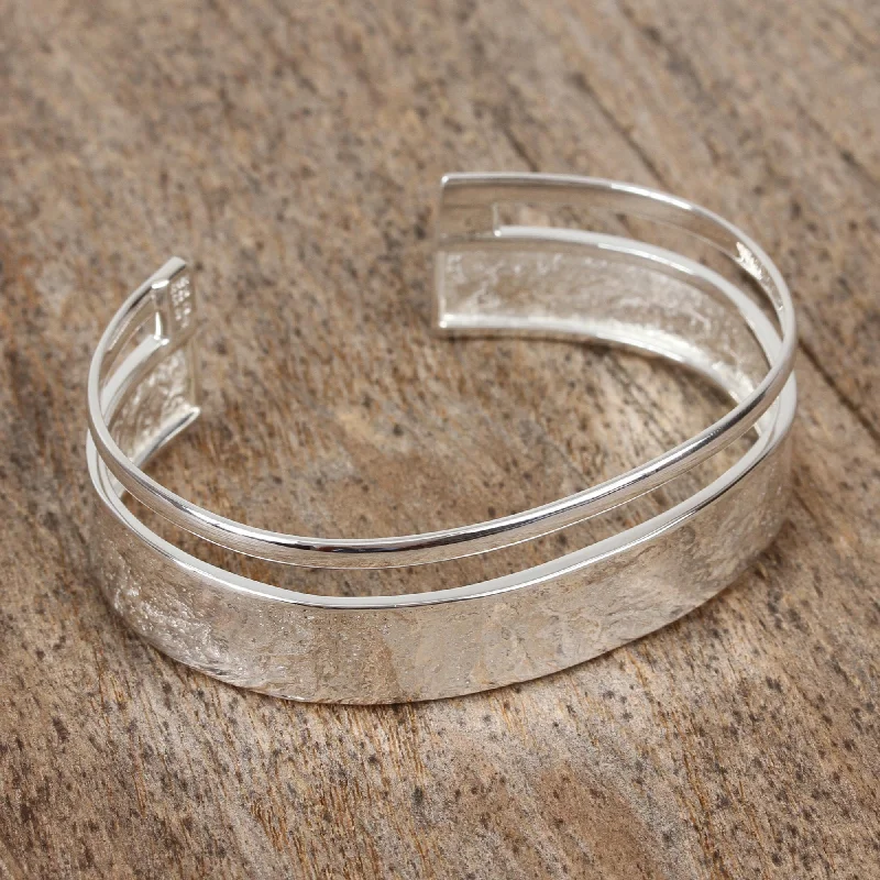 women’s cuff bracelets -Silver River Unique Taxco Silver Cuff Bracelet