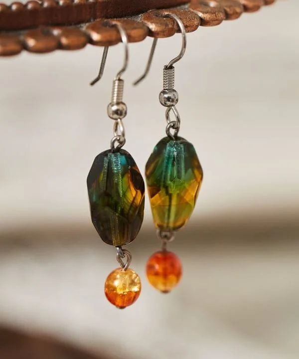 women’s statement gemstone earrings -Czech Glass Earrings