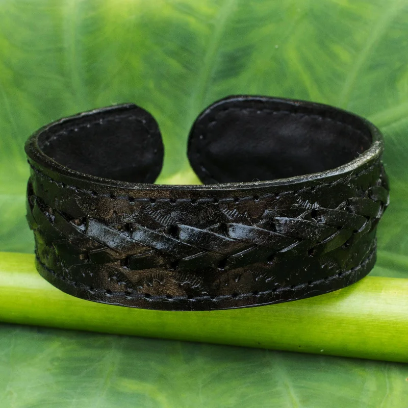 elegant bracelets for women -Midnight Warrior Cuff Bracelet