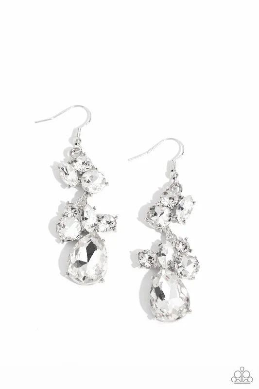 women’s stud earrings with gemstones -Rhinestone Reveler - White