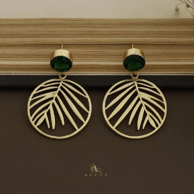 women’s elegant earrings -Golden Vany Leafy Glossy Round Earring