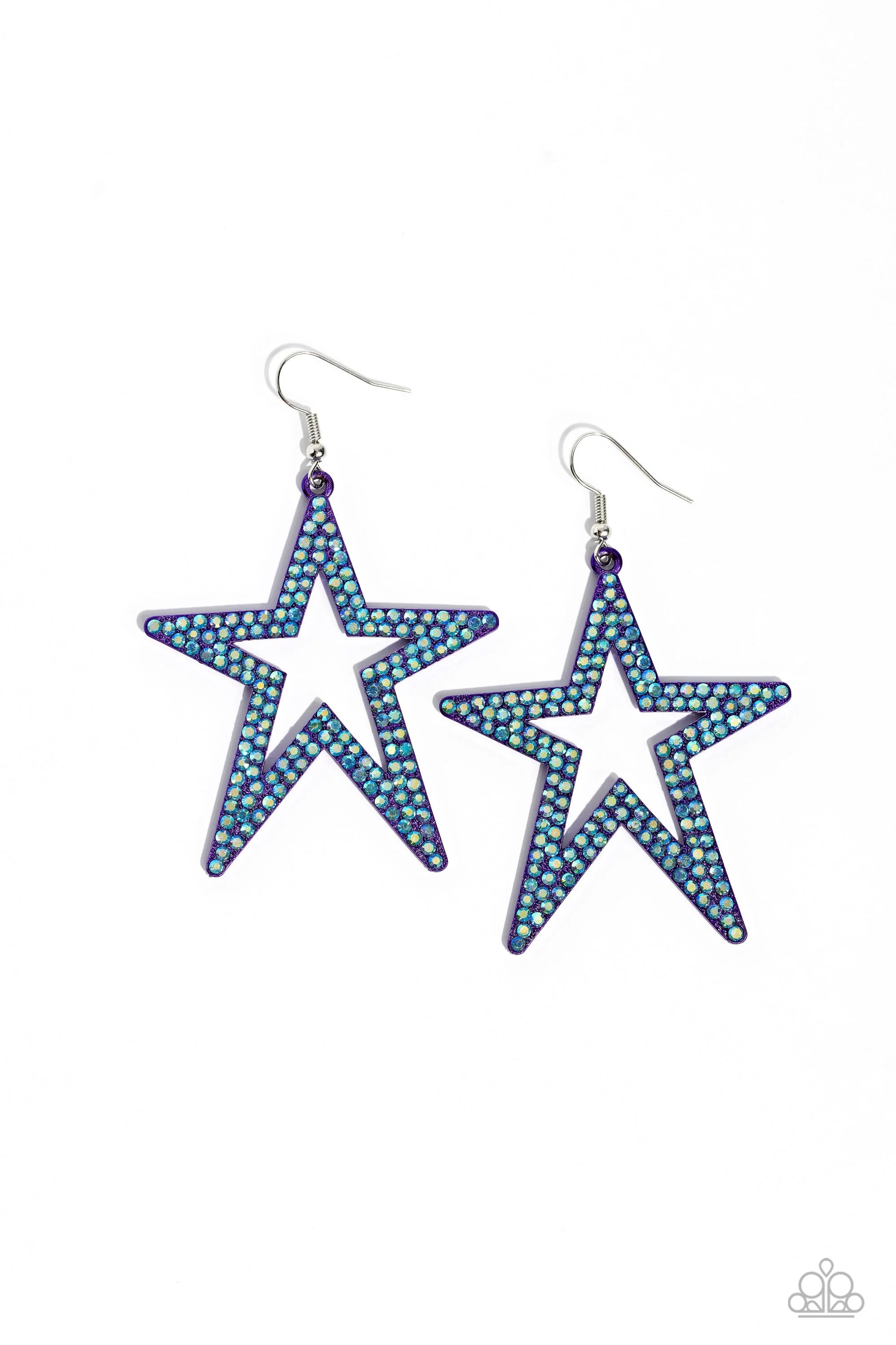 women’s long dangle earrings -Rockstar Energy - Purple