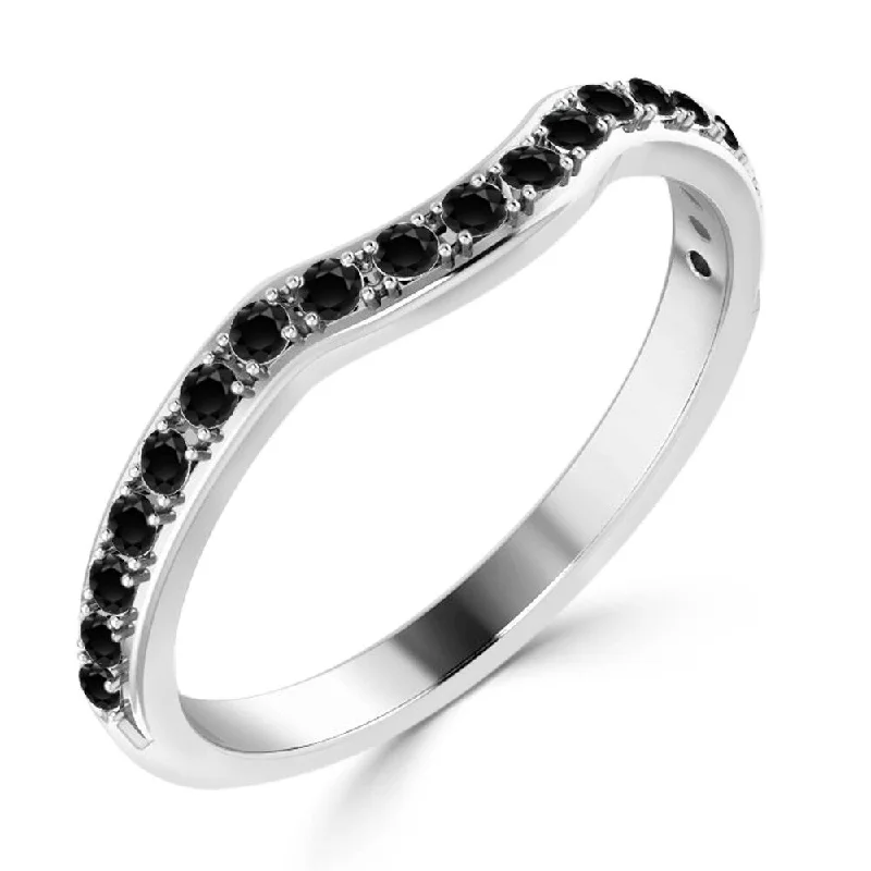 women’s eternity engagement rings -Auriya 1/4ctw Stackable Curved Black Diamond Band 10k Gold