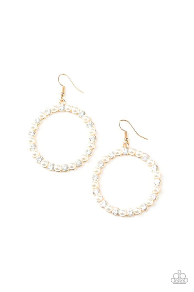 women’s gemstone drop earrings -Pearl Palace - Gold