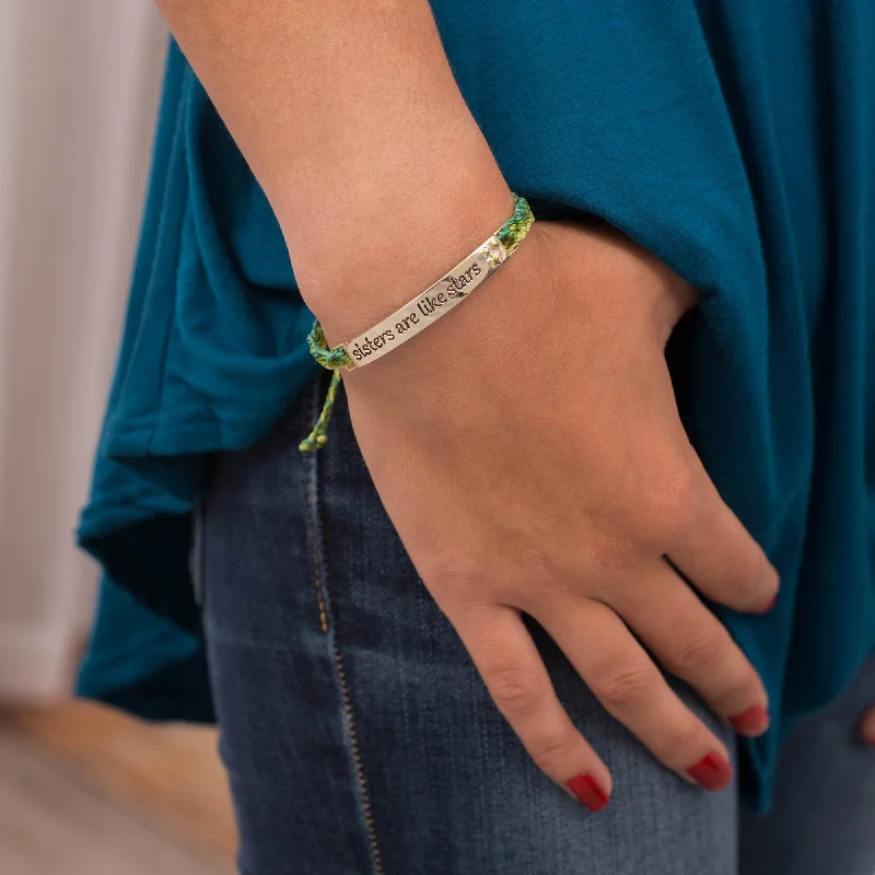 engraved bracelets for women -Sisters are Like Stars Handwoven Bracelet