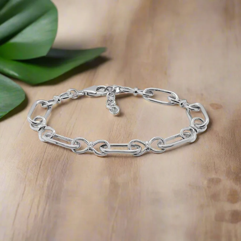 stackable bracelets for women -Alternating Oval and Infinity Link Bracelet