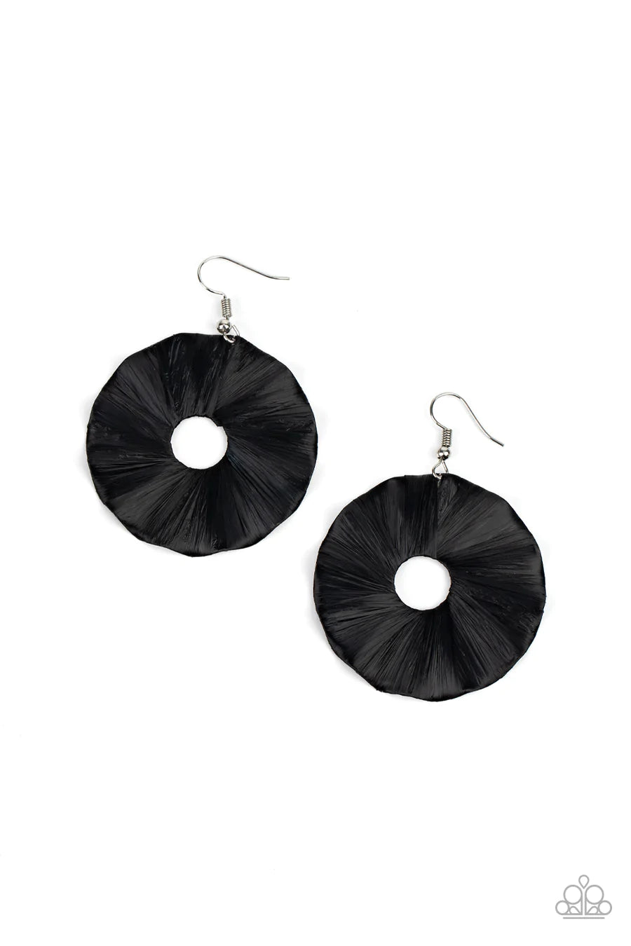 women’s geometric hoop earrings -Fan the Breeze - Black