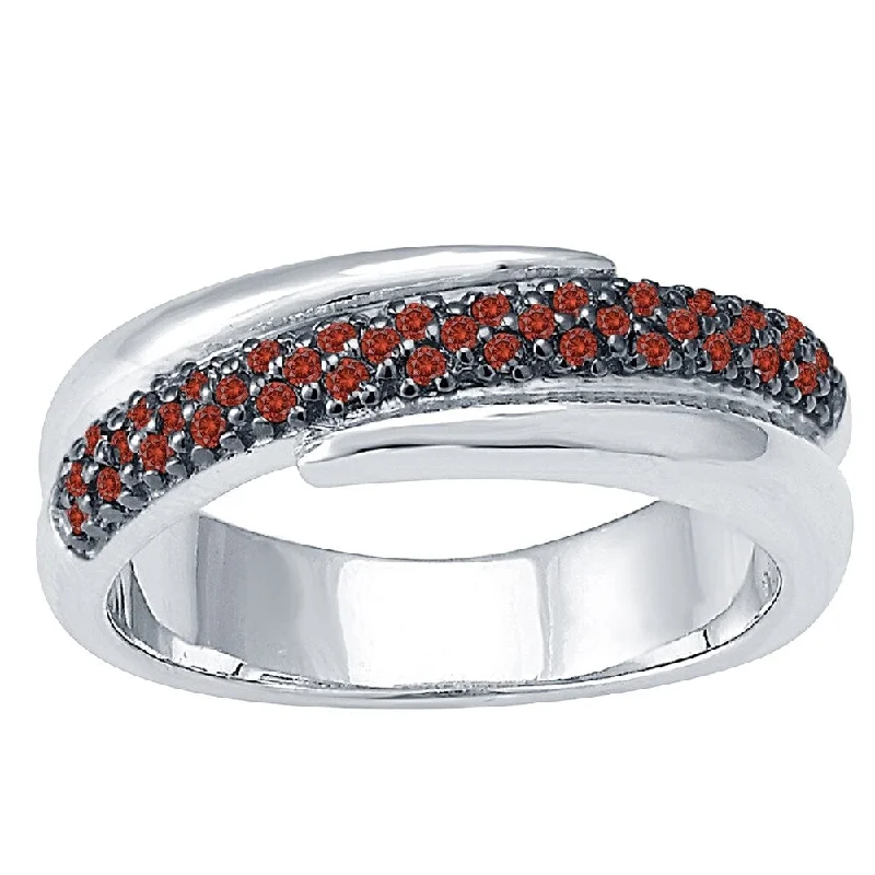 women’s modern engagement rings -Sterling Silver Genuine Red Diamond Band Ring