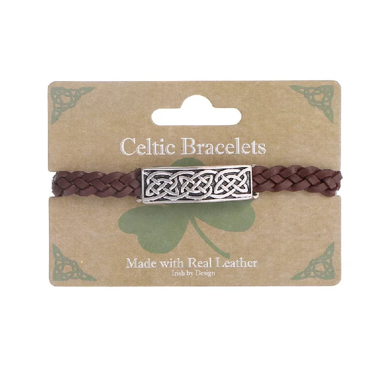 women’s stacked bracelets -Celtic Braided Leather Bracelet