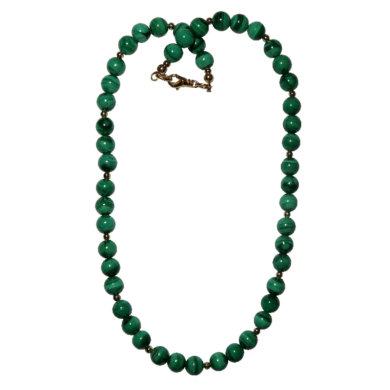 women’s silver pendant necklaces -Malachite Necklace Follow the Silk Road Green Gold