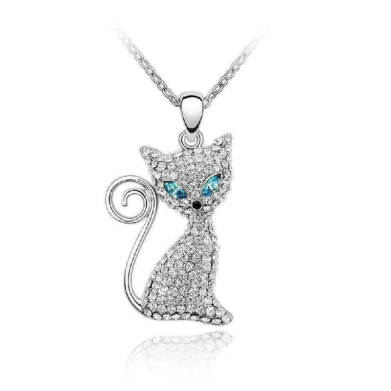 women’s trendy necklaces -Crystal Kitty Necklace