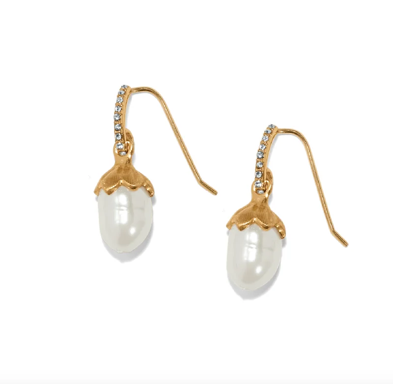 women’s gold earrings with diamonds -Everbloom Pearl Drop Earrings