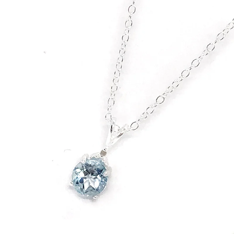 women’s double-strand necklaces -Genuine Blue Topaz & Natural Diamond Accented IOBI Precious Gems 925 Sterling Silver Necklace