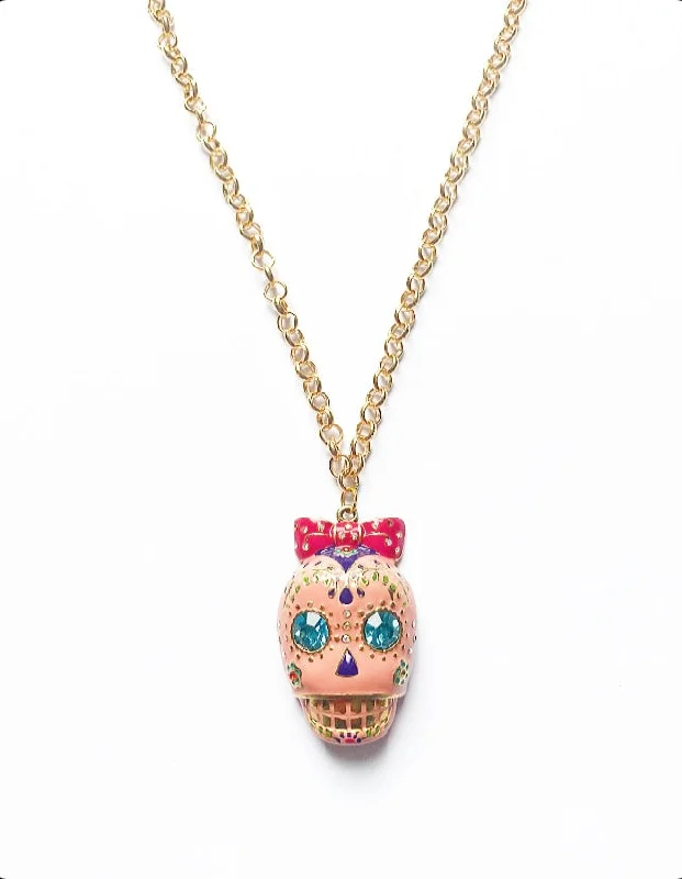 women’s vintage-inspired necklaces -Sugar Skull Pendant Necklace