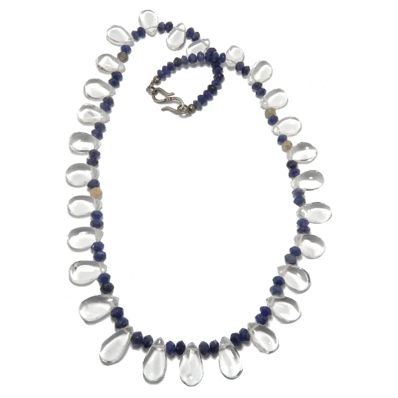 women’s necklaces -Clear Quartz Necklace Blue Aventurine Jewel