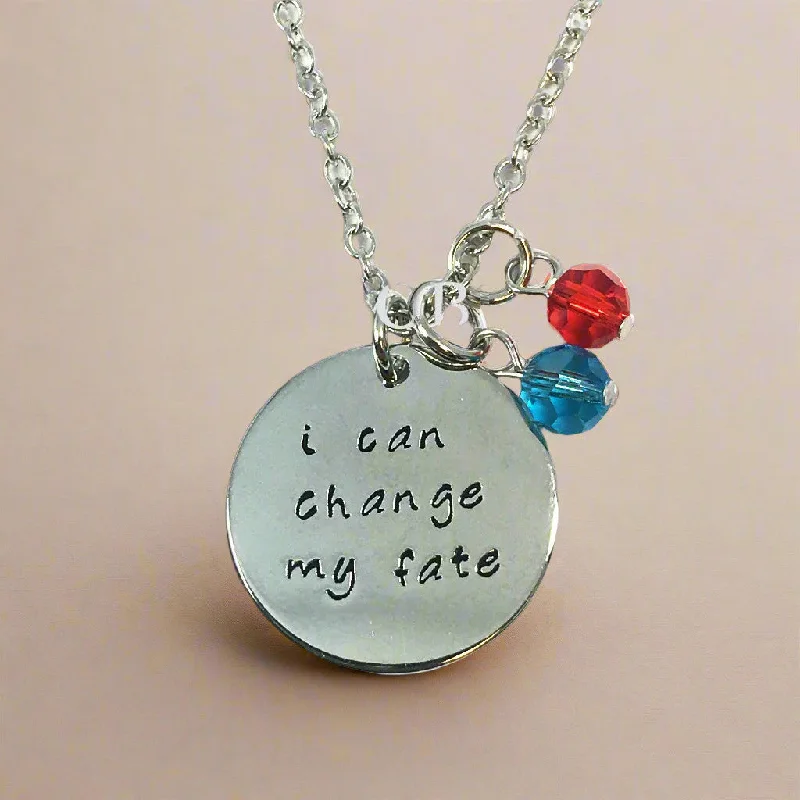 women’s diamond chain necklaces -I Can Change My Fate - Stamped Princess Necklace