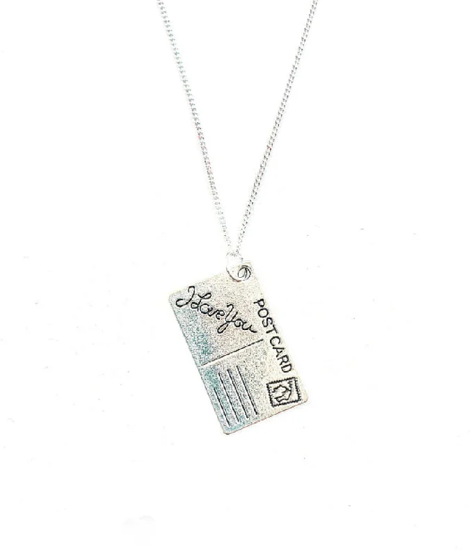 women’s luxury diamond necklaces -‘I Love You’ Sterling Silver Charm Necklace