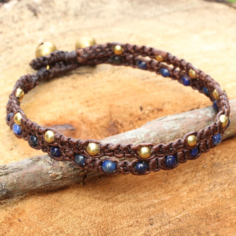 women’s chunky bracelets -Blue Boho Chic Brass Bracelet