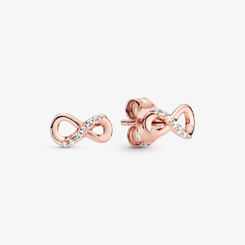 women’s artisan earrings -Sparkling Infinity Stud Earrings