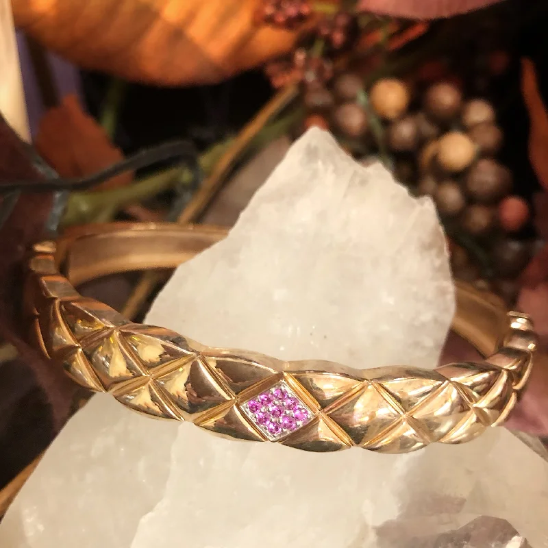 bridal bangles for women -Quilted Pink Sapphire Bangle