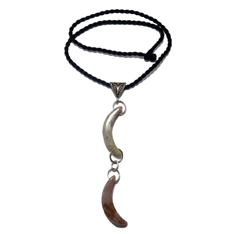 women’s ethnic necklaces -Polychrome Jasper Necklace Double Moon Crystal