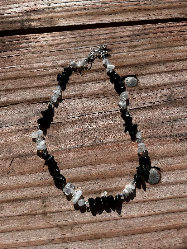 women’s handmade necklaces -Obsidian and moonstone necklace