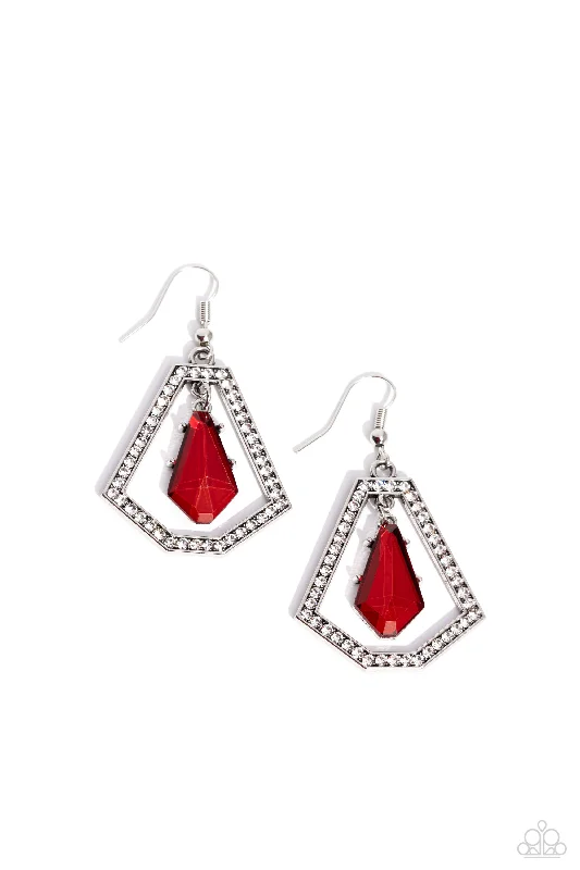 women’s gold earrings with gemstones -Poshly Photogenic - Red