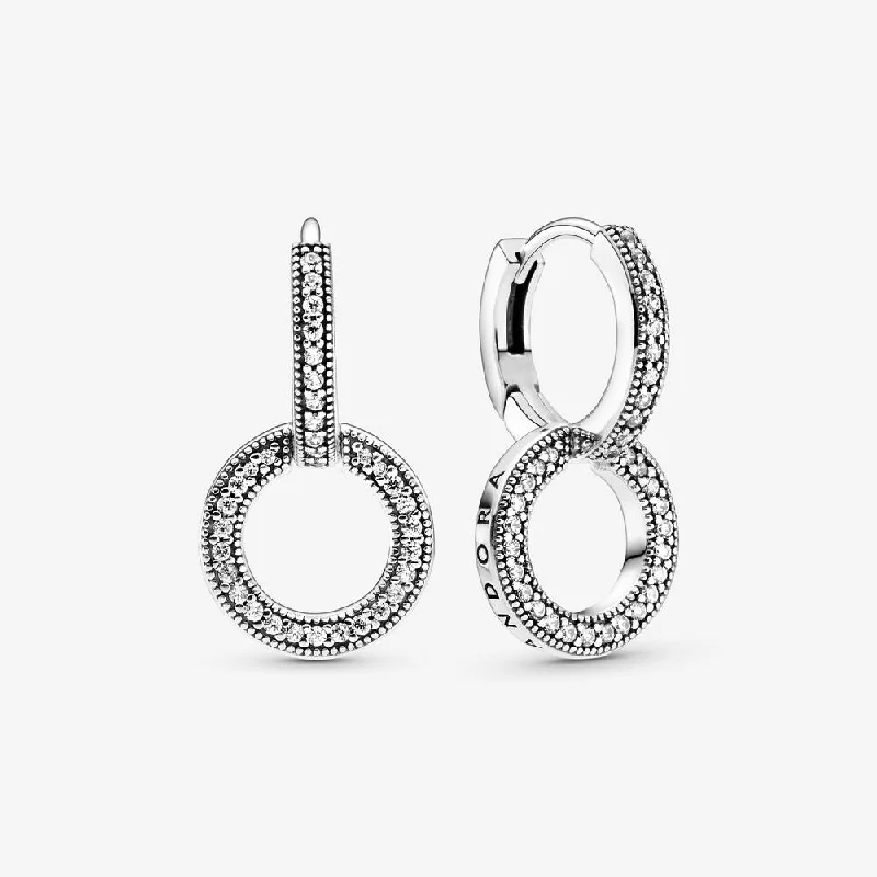 women’s casual earrings -Pandora Sparkling Double Hoop Earring