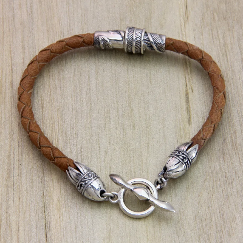 affordable bangles and bracelets for women -Feather Men's Leather Bracelet